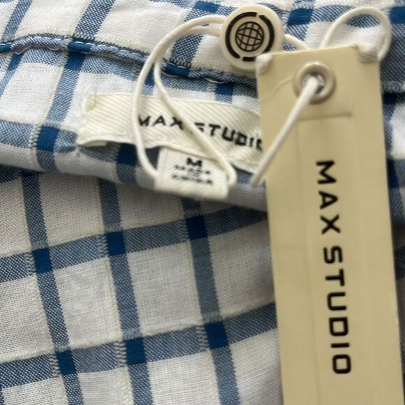 Max Studios Button Down Spread Collar Embroidered Stripes Self Tie Sash NWT SZ M - Picture 10 of 12